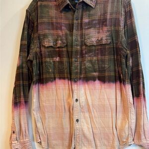 George Plaid Green and Pink women's ombré Button Down Shirt